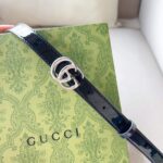 Gucci Unisex GG Marmont Thin Belt Black Leather Double G Buckle – Image 8