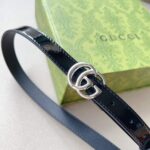 Gucci Unisex GG Marmont Thin Belt Black Leather Double G Buckle – Image 6