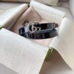 Gucci Unisex GG Marmont Thin Belt Black Leather Double G Buckle – Image 7