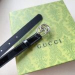 Gucci Unisex GG Marmont Thin Belt Black Leather Double G Buckle – Image 10