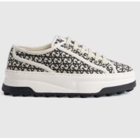 Gucci Unisex GG Sneaker Ivory Black GG Canvas Jacquard Low Heel (4)