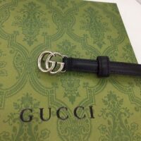 Gucci Unisex GG Thin Belt Belt Black Leather Double G Buckle 1.3 CM Width (4)