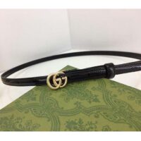 Gucci Unisex GG Thin Patent Double G Belt Black Leather 1.3 CM Width (4)