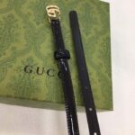 Gucci Unisex GG Thin Patent Double G Belt Black Leather 1.3 CM Width – Image 8
