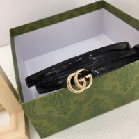 Gucci Unisex GG Thin Patent Double G Belt Black Leather 1.3 CM Width (4)