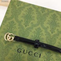 Gucci Unisex GG Thin Patent Double G Belt Black Leather 1.3 CM Width (4)