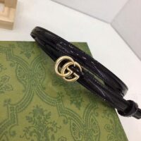 Gucci Unisex GG Thin Patent Double G Belt Black Leather 1.3 CM Width (4)