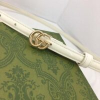 Gucci Unisex GG Thin Patent Double G Belt White Leather 1.3 CM Width (1)