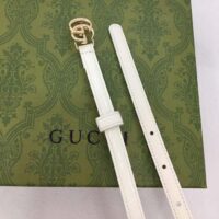 Gucci Unisex GG Thin Patent Double G Belt White Leather 1.3 CM Width (1)