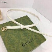 Gucci Unisex GG Thin Patent Double G Belt White Leather 1.3 CM Width (1)