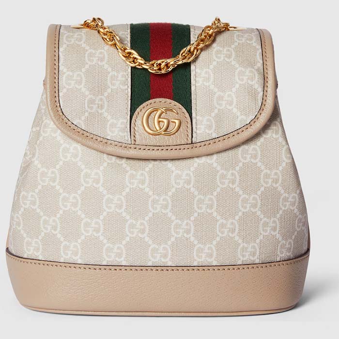 Gucci Unisex Ophidia Mini Backpack Beige White GG Supreme Canvas Double G