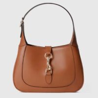 Gucci Women GG Jackie Small Shoulder Bag Brown Leather Hook Closure (3)