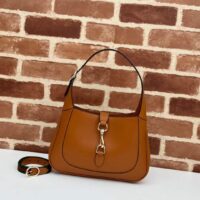 Gucci Women GG Jackie Small Shoulder Bag Brown Leather Hook Closure (3)