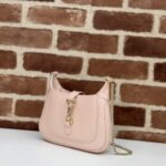 Gucci Women GG Jackie Small Shoulder Bag Pastel Pink Patent Leather Hook Closure - Image 4