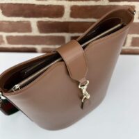 Gucci Women GG Medium Bucket Shoulder Bag Brown Leather Hook Closure (2)