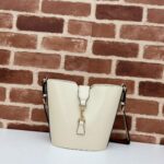 Gucci Women GG Mini Bucket Shoulder Bag Ivory Leather Hook Closure - Image 3