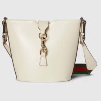 Gucci Women GG Mini Bucket Shoulder Bag Ivory Leather Hook Closure (9)