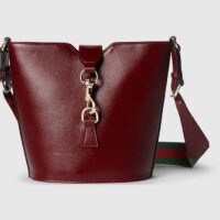 Gucci Women GG Mini Bucket Shoulder Bag Rosso Ancora Leather Hook Closure (2)