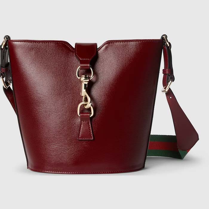 Gucci Women GG Mini Bucket Shoulder Bag Rosso Ancora Leather Hook Closure