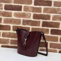 Gucci Women GG Mini Bucket Shoulder Bag Rosso Ancora Leather Hook Closure (2)