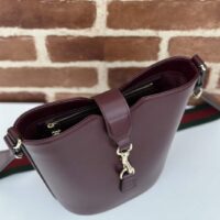 Gucci Women GG Mini Bucket Shoulder Bag Rosso Ancora Leather Hook Closure (2)