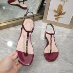 Gucci Women GG Signoria Thong Sandal Rosso Ancora Red Patent Leather Flat - Image 8