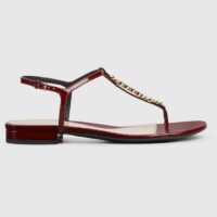 Gucci Women GG Signoria Thong Sandal Rosso Ancora Red Patent Leather Flat (11)