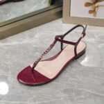 Gucci Women GG Signoria Thong Sandal Rosso Ancora Red Patent Leather Flat - Image 5