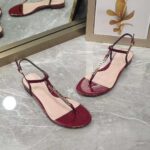 Gucci Women GG Signoria Thong Sandal Rosso Ancora Red Patent Leather Flat - Image 3