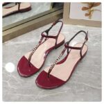 Gucci Women GG Signoria Thong Sandal Rosso Ancora Red Patent Leather Flat - Image 6