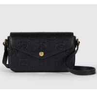 Gucci Women GG Super Mini Shoulder Bag Black GG Leather Magnetic Closure (6)