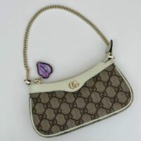 Gucci Women GG Super Mini Shoulder Bag Charm Beige Ebony Supreme Canvas (7)