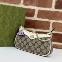 Gucci Women GG Super Mini Shoulder Bag Charm Beige Ebony Supreme Canvas (7)