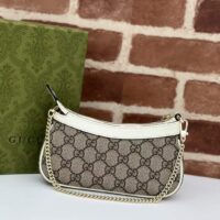 Gucci Women GG Super Mini Shoulder Bag Charm Beige Ebony Supreme Canvas (7)