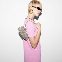 Gucci Women GG Super Mini Shoulder Bag Charm Beige Ebony Supreme Canvas (7)