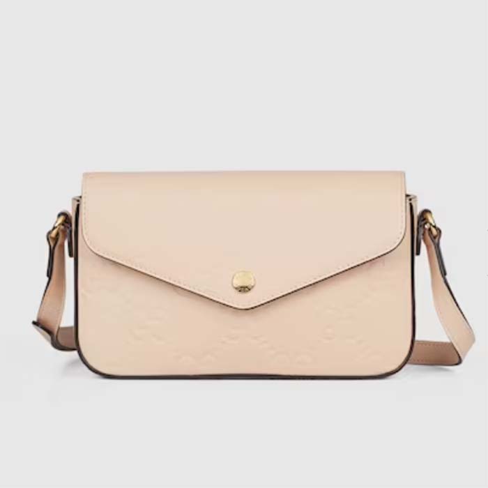 Gucci Women GG Super Mini Shoulder Bag Light Beige GG Leather Magnetic Closure