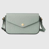 Gucci Women GG Super Mini Shoulder Bag Pale Green GG Leather Magnetic Closure