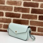 Gucci Women GG Super Mini Shoulder Bag Pale Green GG Leather Magnetic Closure - Image 3