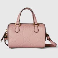 Gucci Women GG Super Mini Top Handle Bag Rose Beige GG Leather (5)