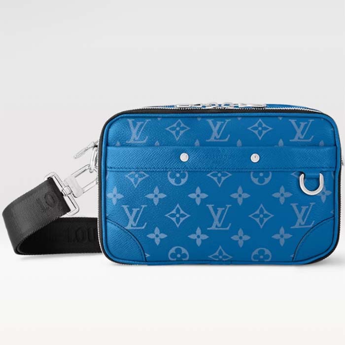 Louis Vuitton LV Unisex Alpha Messenger Agave Blue Taiga Cowhide Leather Monogram Coated Canvas M31016