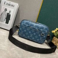 Louis Vuitton LV Unisex Alpha Messenger Agave Blue Taiga Cowhide Leather Monogram Coated Canvas M31016 (11)