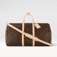 Louis Vuitton LV Unisex Keepall Bandoulière 55 Coated Canvas Natural Cowhide Leather M41414 (14)