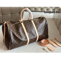 Louis Vuitton LV Unisex Keepall Bandoulière 55 Coated Canvas Natural Cowhide Leather M41414 (14)