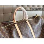 Louis Vuitton LV Unisex Keepall Bandoulière 55 Coated Canvas Natural Cowhide Leather M41414 - Image 9