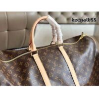 Louis Vuitton LV Unisex Keepall Bandoulière 55 Coated Canvas Natural Cowhide Leather M41414 (14)