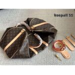 Louis Vuitton LV Unisex Keepall Bandoulière 55 Coated Canvas Natural Cowhide Leather M41414 - Image 7