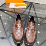 Louis Vuitton LV Unisex Major Loafer Moka Brown Damier Glazed Calf Leather Micro 1AC5XW - Image 3