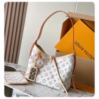 Louis Vuitton LV Women CarryAll PM Multicolor Beige Monogram Jacquard Fabric M24707 (4)