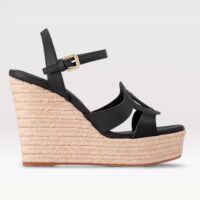 Louis Vuitton LV Women LV Isola Wedge Sandal Black Calf Leather Rope Rubber 1ACI8E (11)