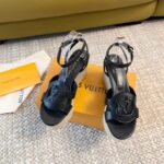 Louis Vuitton LV Women LV Isola Wedge Sandal Black Calf Leather Rope Rubber 1ACI8E - Image 5